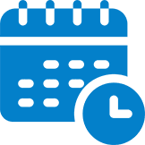 Blue calendar and clock icon