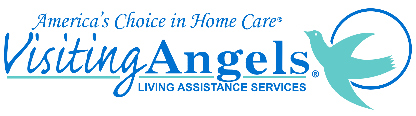 Visiting Angels home care logo with teal bird