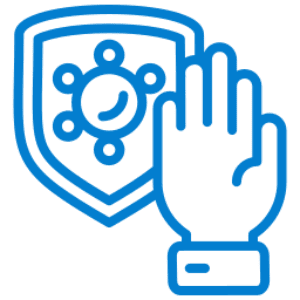 Hand blocking virus shield icon