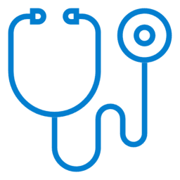 Blue medical stethoscope icon