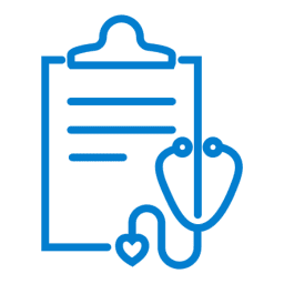 Medical clipboard and stethoscope icon