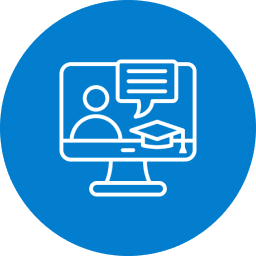 E-learning icon: computer screen with graduation cap