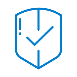 Blue shield with checkmark icon