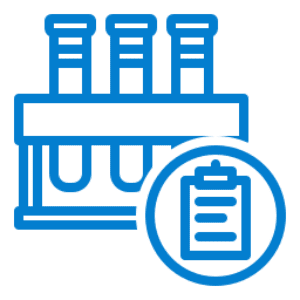 Lab test tubes and clipboard icon