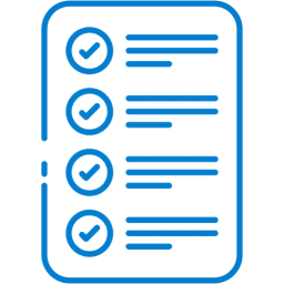 Blue checklist icon with checkmarks