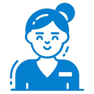 Blue nurse icon with name badge